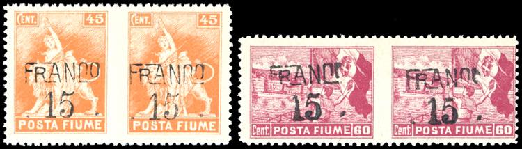 FIUME 1918 - 15 cent. su 45 cent. ... 
