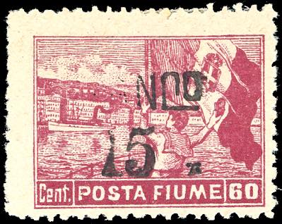 FIUME 1919 - 15 cent. su 60 cent. ... 
