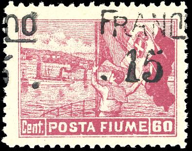 FIUME 1919 - 15 cent. su 60 cent. ... 