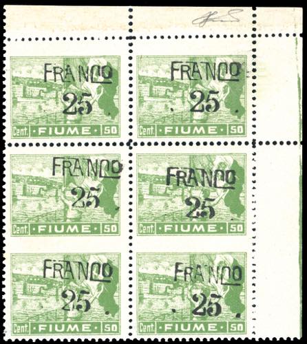 FIUME 1919 - 25 cent. su 50 cent., ... 