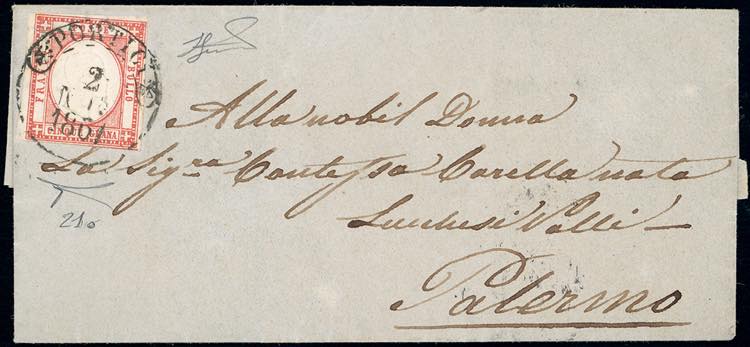 1861 - 5 grana rosso carminio, ... 