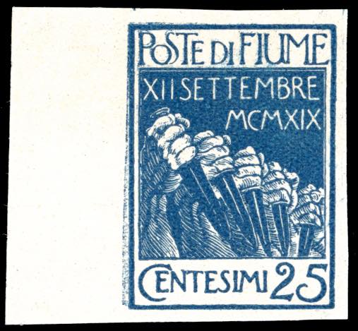 FIUME 1920 - 25 cent. azzurro ... 