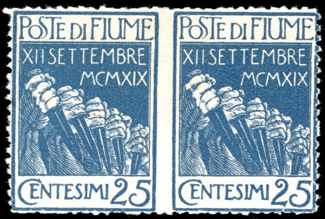 FIUME 1920 - 25 cent. azzurro ... 