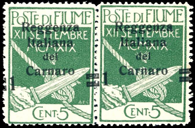 FIUME 1920 - 1 cent. su 5 cent. ... 