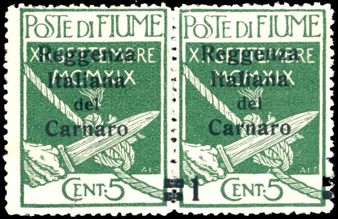 FIUME 1920 - 1 cent. su 5 cent. ... 
