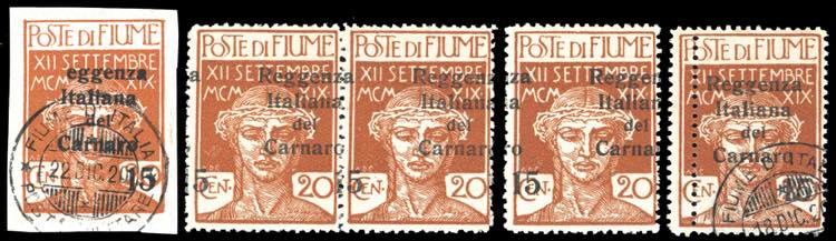 FIUME 1920 - 15 cent. su 20 cent. ... 