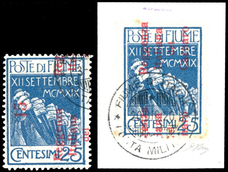 FIUME 1920 - 15 cent. su 25 cent. ... 