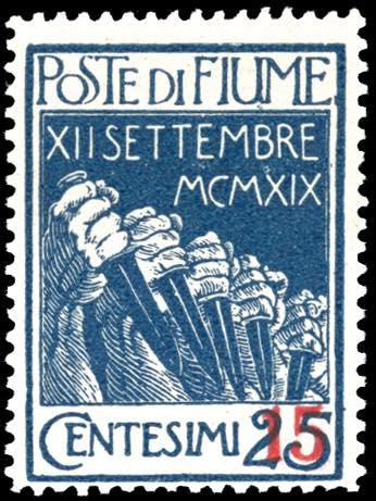 FIUME 1920 - 15 cent. su 25 cent. ... 