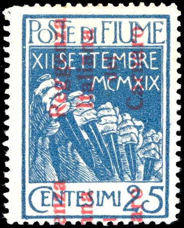 FIUME 1920 - 25 cent. azzurro ... 