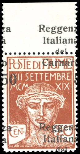 FIUME 1920 - 50 cent. su 20 cent. ... 