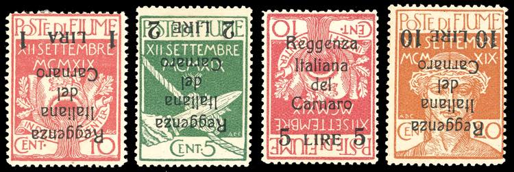 FIUME 1920 - 1 lira su 10 cent., 2 ... 