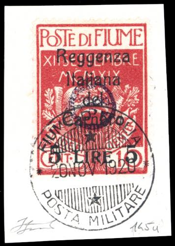 FIUME 1920 - 5 lire su 10 lire ... 