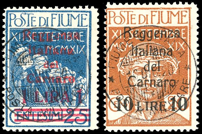 FIUME 1920 - 1 lira su 25 cent. e ... 