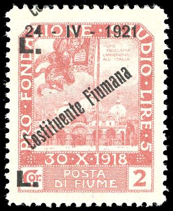 FIUME 1921 - 2 lire soprastampato ... 