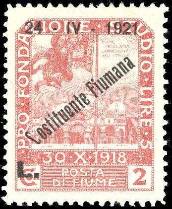 FIUME 1921 - 2 lire soprastampato ... 