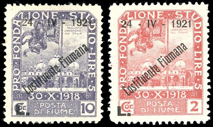 FIUME 1921 - 2 lire e 10 lire ... 