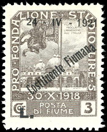 FIUME 1921 - 3 lire soprastampato ... 