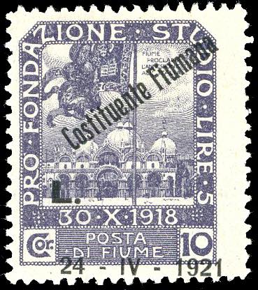 FIUME 1921 - 10 lire soprastampato ... 