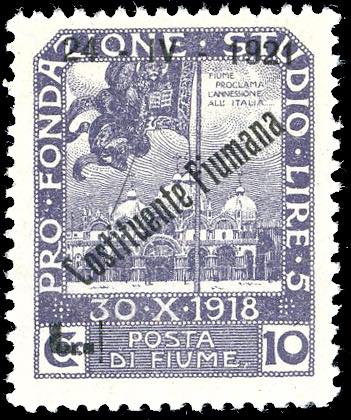 FIUME 1921 - 10 lire soprastampato ... 