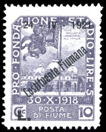 FIUME 1921 - 10 lire soprastampato ... 