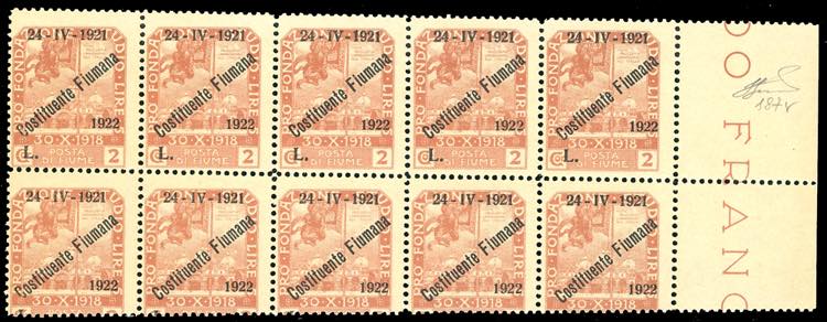 FIUME 1922 - 2 lire soprastampato ... 