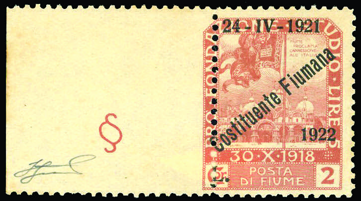 FIUME 1922 - 2 lire soprastampato ... 