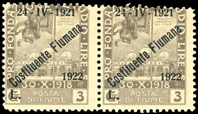 FIUME 1922 - 3 lire soprastampato ... 