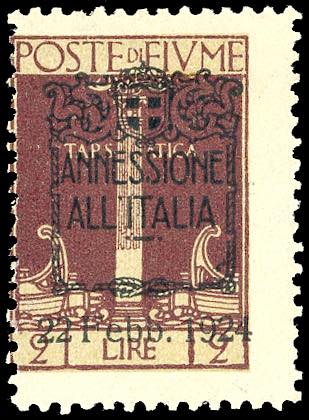 FIUME 1924 - 2 lire bruno carminio ... 