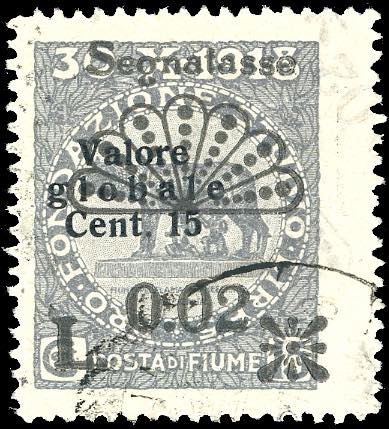 FIUME SEGNATASSE 1921 - 0,02 su 15 ... 