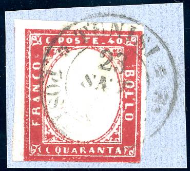 TUNISI 1861 - 40 cent. rosso ... 