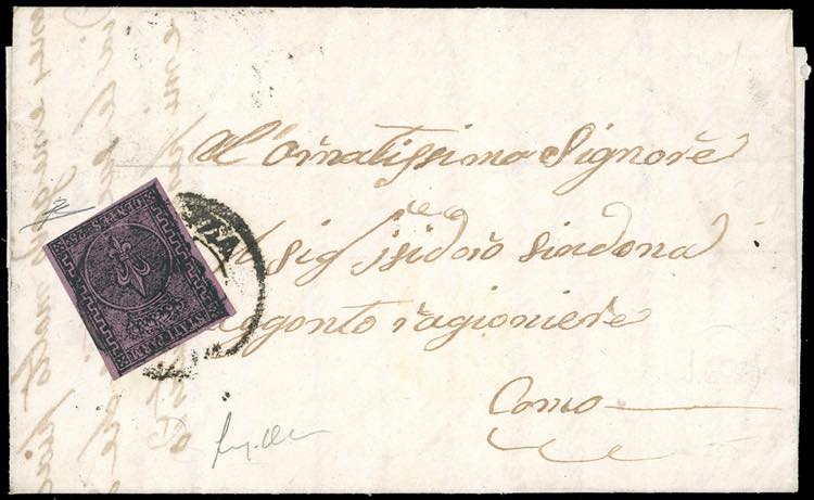 1852 - 25 cent. violetto (4), tre ... 