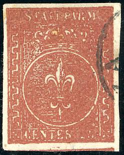 1855 - 25 cent. bruno rosso (8), ... 