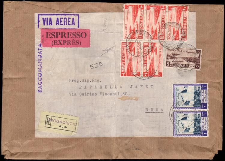 SOMALIA AFIS POSTA AEREA 1952 - 10 ... 