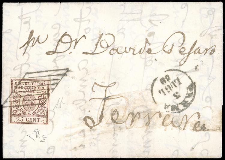 1859 - 25 cent. bruno lilla (10), ... 