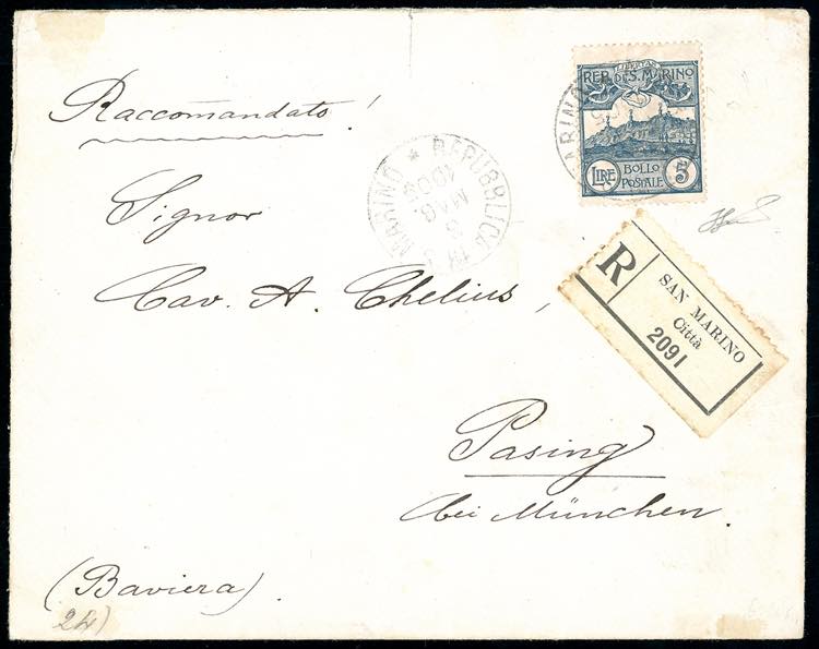 1905 - 5 lire ardesia, Veduta ... 