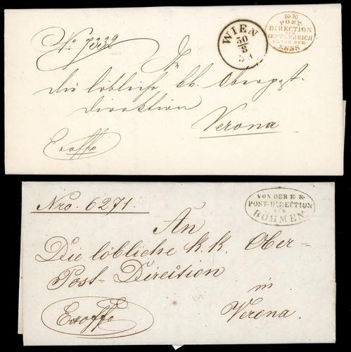 AUSTRIA 1850/57 - Due lettere in ... 