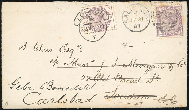 GRAN BRETAGNA 1884 - Redirected ... 