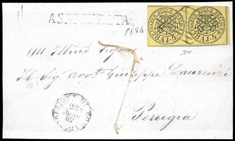 1867 - 4 baj giallo (5A), coppia, ... 