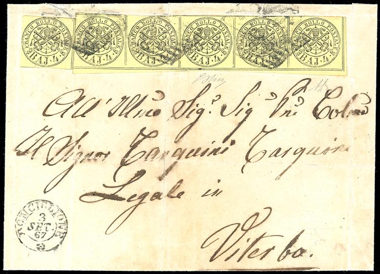 1867 - 4 baj giallo (5A), striscia ... 