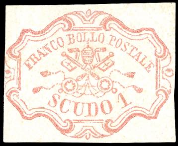 1852 - 1 scudo rosa carminio (11), ... 