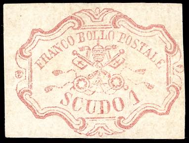 1852 - 1 scudo rosa carminio (11), ... 