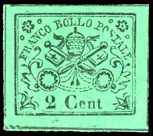1867 - 2 cent. verde giallo (13), ... 
