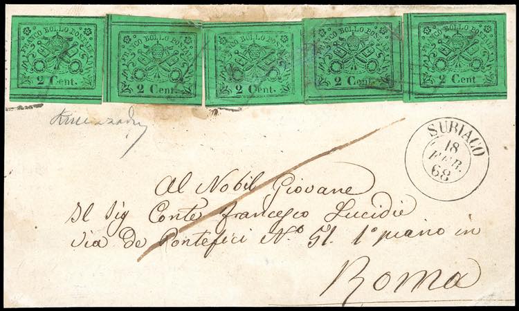 1868 - 2 cent. verde giallo (13), ... 