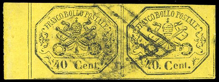 1867 - 40 cent. giallo, coppia ... 