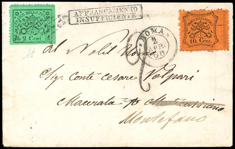 1868 - 2 cent. verde chiaro e 10 ... 