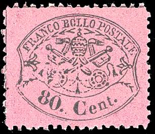 1868 - 80 cent. lilla rosso, non ... 