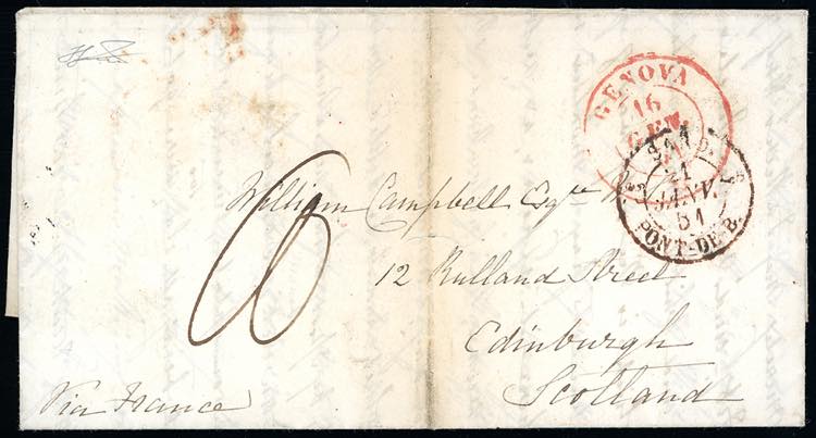 1851 - Lettera con porto fino al ... 