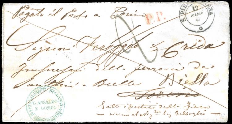 1856 - Lettera non affrancata da ... 