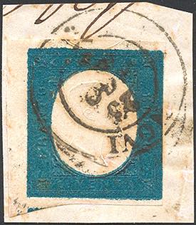 1854 - 20 cent. azzurro (8e), ... 