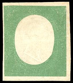 1854 - 5 cent. verde oliva scuro, ... 